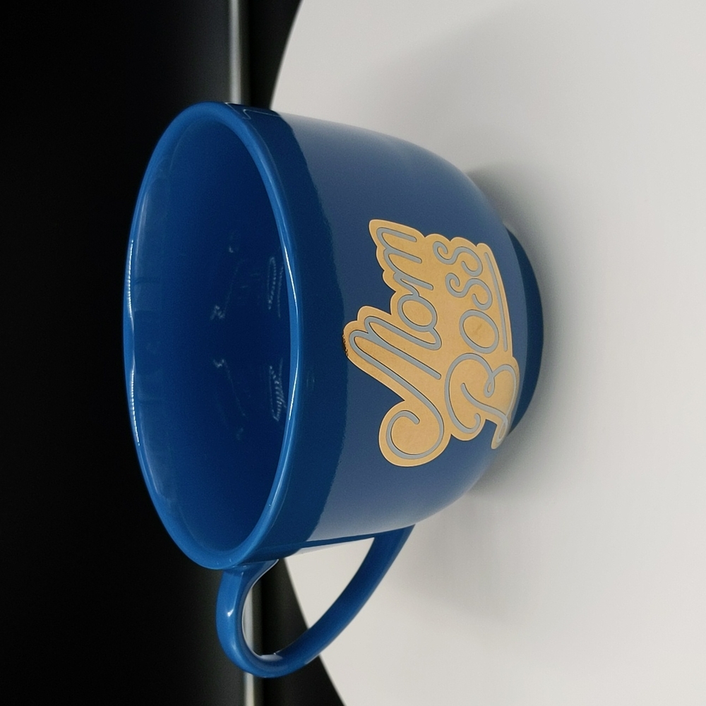 Mom Boss Coffee Tea Mug Paper Source Large Blue Metallic Gold